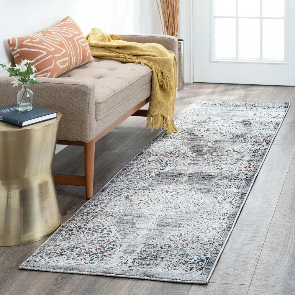 Hillside Medallion Gray 3 ft. x 10 ft. Indoor Runner Rug by Tayse Rugs 8 Hillside Medallion Gray 3 ft. x 10 ft. Indoor Runner Rug by Tayse Rugs - Image 6