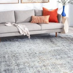 Hillside Damask Gray 4 ft. x 6 ft. Indoor Area Rug by Tayse Rugs -Malibu Wide Plank Shop gray tayse rugs area rugs hls1209 4x6 31 1000