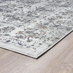 Hillside Damask Gray 4 ft. x 6 ft. Indoor Area Rug by Tayse Rugs -Malibu Wide Plank Shop gray tayse rugs area rugs hls1209 4x6 4f 1000