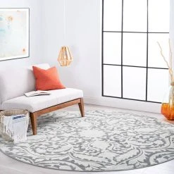 Madison Geometric Gray 8 ft. Round Indoor Area Rug by Tayse Rugs -Malibu Wide Plank Shop gray tayse rugs area rugs mdn4509 8rnd 31 1000