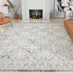 Monaco Gray 8 ft. x 10 ft. Floral Indoor Area Rug by Tayse Rugs -Malibu Wide Plank Shop gray tayse rugs area rugs mnc1309 8x10 44 1000