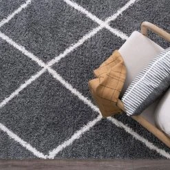 Soho Shag Diamond Gray 8 ft. x 10 ft. Indoor Area Rug by Tayse Rugs -Malibu Wide Plank Shop gray tayse rugs area rugs soh1201 8x10 76 1000
