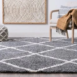 Soho Shag Diamond Gray 8 ft. x 10 ft. Indoor Area Rug by Tayse Rugs -Malibu Wide Plank Shop gray tayse rugs area rugs soh1201 8x10 fa 1000