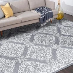 Wyatt Floral Gray 5 ft. x 8 ft. Indoor Area Rug by Tayse Rugs -Malibu Wide Plank Shop gray tayse rugs area rugs wyt1109 5x8 31 1000