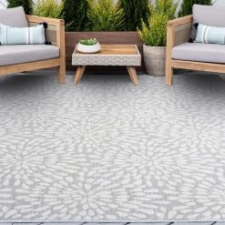 Eco Floral Gray 9 ft. x 12 ft. Indoor/Outdoor Area Rug by Tayse Rugs -Malibu Wide Plank Shop gray tayse rugs outdoor rugs eco1904 9x12 31 1000