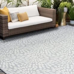 Eco Floral Gray 9 ft. x 12 ft. Indoor/Outdoor Area Rug by Tayse Rugs -Malibu Wide Plank Shop gray tayse rugs outdoor rugs eco1904 9x12 44 1000