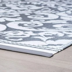 Sunset Scroll Gray 8 ft. x 10 ft. Indoor/Outdoor Area Rug by Tayse Rugs -Malibu Wide Plank Shop gray tayse rugs outdoor rugs sun1603 8x10 c3 1000