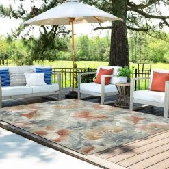 Tropic Floral Gray 9 ft. x 12 ft. Indoor/Outdoor Area Rug by Tayse Rugs -Malibu Wide Plank Shop gray tayse rugs outdoor rugs trp1409 9x12 31 1000