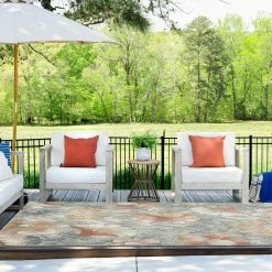 Tropic Floral Gray 9 ft. x 12 ft. Indoor/Outdoor Area Rug by Tayse Rugs -Malibu Wide Plank Shop gray tayse rugs outdoor rugs trp1409 9x12 44 1000