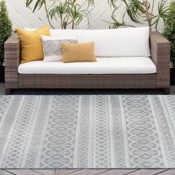 Vista Stripe Gray 8 ft. x 10 ft. Indoor/Outdoor Area Rug by Tayse Rugs -Malibu Wide Plank Shop gray tayse rugs outdoor rugs vis1309 8x10 31 1000