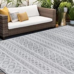 Vista Stripe Gray 8 ft. x 10 ft. Indoor/Outdoor Area Rug by Tayse Rugs -Malibu Wide Plank Shop gray tayse rugs outdoor rugs vis1309 8x10 44 1000