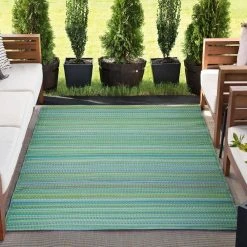 Sunset Green 8 ft. x 10 ft. Stripe Indoor/Outdoor Area Rug by Tayse Rugs 13 Sunset Green 8 ft. x 10 ft. Stripe Indoor/Outdoor Area Rug by Tayse Rugs -Malibu Wide Plank Shop green tayse rugs outdoor rugs sun1404 8x10 31 1000