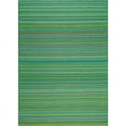 Sunset Green 8 ft. x 10 ft. Stripe Indoor/Outdoor Area Rug by Tayse Rugs
