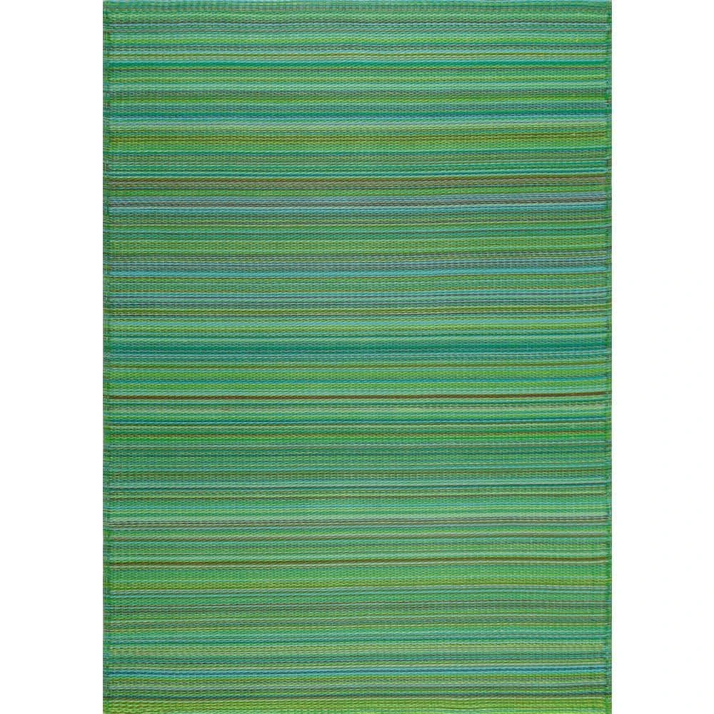 Sunset Green 8 ft. x 10 ft. Stripe Indoor/Outdoor Area Rug by Tayse Rugs 3 Sunset Green 8 ft. x 10 ft. Stripe Indoor/Outdoor Area Rug by Tayse Rugs