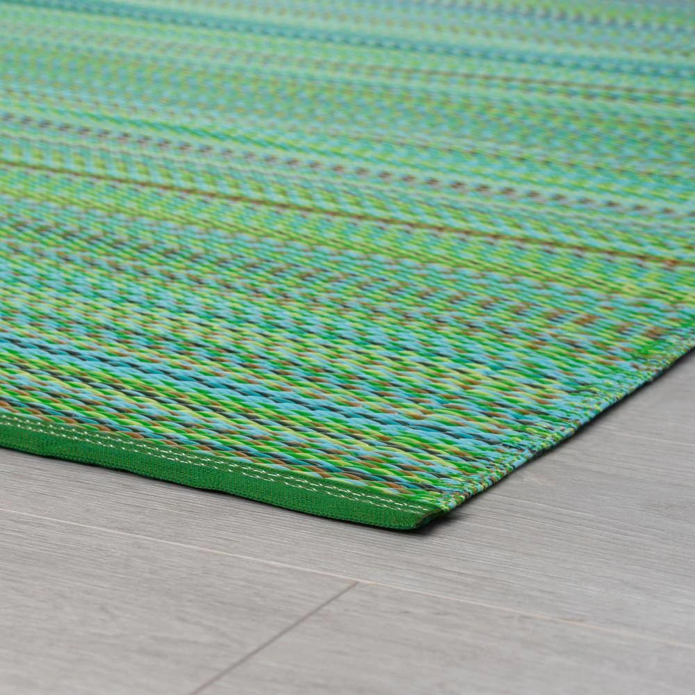 Sunset Green 8 ft. x 10 ft. Stripe Indoor/Outdoor Area Rug by Tayse Rugs 5 Sunset Green 8 ft. x 10 ft. Stripe Indoor/Outdoor Area Rug by Tayse Rugs - Image 3