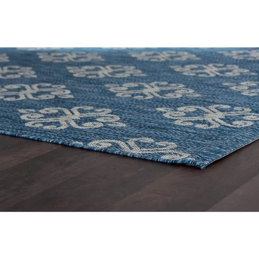 Veranda Geometric Indigo 3 ft. x 8 ft. Indoor/Outdoor Runner Rug by Tayse Rugs 6 Veranda Geometric Indigo 3 ft. x 8 ft. Indoor/Outdoor Runner Rug by Tayse Rugs - Image 4