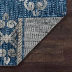 Veranda Geometric Indigo 3 ft. x 8 ft. Indoor/Outdoor Runner Rug by Tayse Rugs 12 Veranda Geometric Indigo 3 ft. x 8 ft. Indoor/Outdoor Runner Rug by Tayse Rugs -Malibu Wide Plank Shop indigo tayse rugs outdoor rugs vnd1514 3x8 44 1000