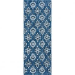 Veranda Geometric Indigo 3 ft. x 8 ft. Indoor/Outdoor Runner Rug by Tayse Rugs