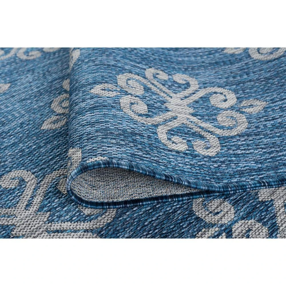 Veranda Geometric Indigo 3 ft. x 8 ft. Indoor/Outdoor Runner Rug by Tayse Rugs 8 Veranda Geometric Indigo 3 ft. x 8 ft. Indoor/Outdoor Runner Rug by Tayse Rugs - Image 6