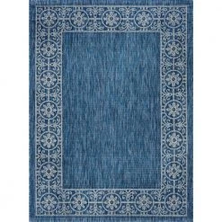 Veranda Border Indigo 8 ft. x 10 ft. Indoor/Outdoor Area Rug by Tayse Rugs