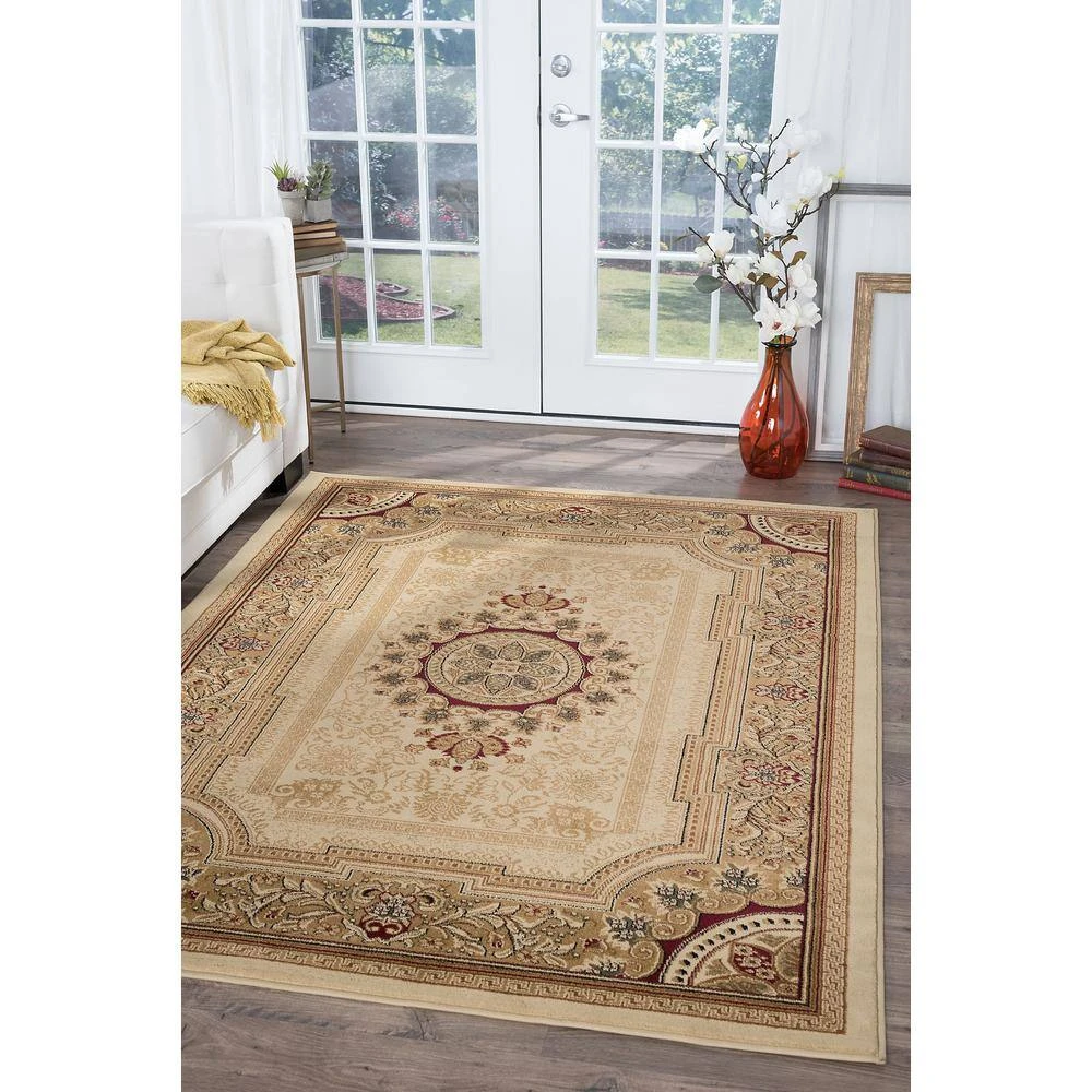 Sensation Ivory 5 ft. x 7 ft. Traditional Area Rug by Tayse Rugs 4 Sensation Ivory 5 ft. x 7 ft. Traditional Area Rug by Tayse Rugs - Image 2