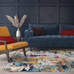 Dynamic Abstract Multi-Color 8 ft. x 10 ft. Indoor Area Rug by Tayse Rugs -Malibu Wide Plank Shop multi color tayse rugs area rugs dyn1201 8x10 44 1000