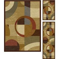 Elegance Geometric Multi-Color 5 ft. x 7 ft. Indoor 3-Piece Rug Set by Tayse Rugs