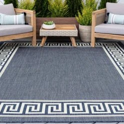 Eco Greek Key Navy 8 ft. x 10 ft. Indoor/Outdoor Area Rug by Tayse Rugs -Malibu Wide Plank Shop navy tayse rugs area rugs eco1005 8x10 31 1000