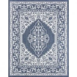 Eco Floral Navy 4 ft. x 6 ft. Indoor/Outdoor Area Rug by Tayse Rugs
