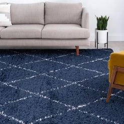 Heavenly Shag Diamond Navy 8 ft. x 10 ft. Indoor Area Rug by Tayse Rugs -Malibu Wide Plank Shop navy tayse rugs area rugs hea1107 8x10 44 1000