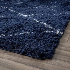 Heavenly Shag Diamond Navy 8 ft. x 10 ft. Indoor Area Rug by Tayse Rugs -Malibu Wide Plank Shop navy tayse rugs area rugs hea1107 8x10 c3 1000
