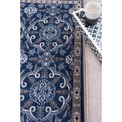 Hampton Brocade Navy 5 ft. x 7 ft. Indoor Area Rug by Tayse Rugs -Malibu Wide Plank Shop navy tayse rugs area rugs hmp3807 5x7 fa 1000