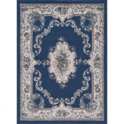 Hampton Oriental Navy 8 ft. x 10 ft. Indoor Area Rug by Tayse Rugs