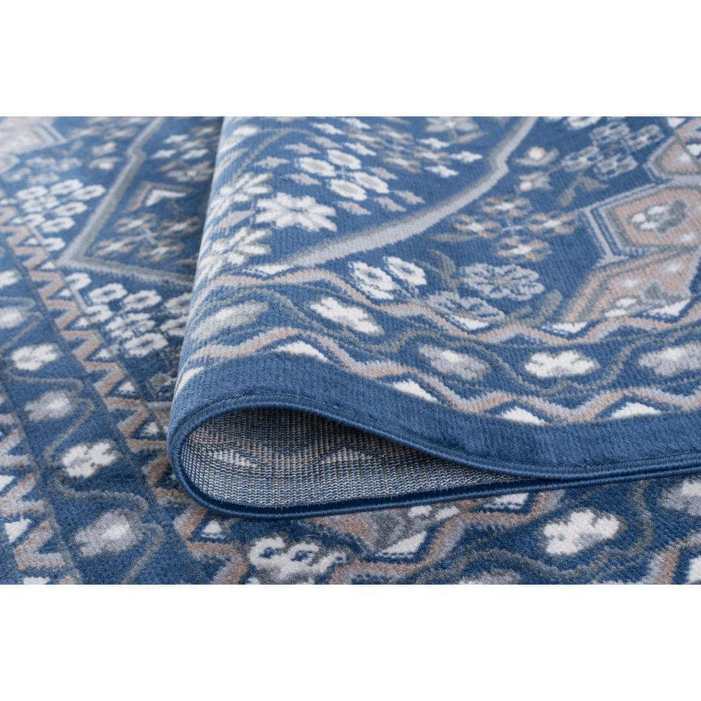 Hampton Oriental Navy 4 ft. x 6 ft. Indoor Area Rug by Tayse Rugs 7 Hampton Oriental Navy 4 ft. x 6 ft. Indoor Area Rug by Tayse Rugs - Image 5