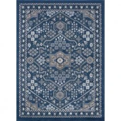 Hampton Oriental Navy 4 ft. x 6 ft. Indoor Area Rug by Tayse Rugs