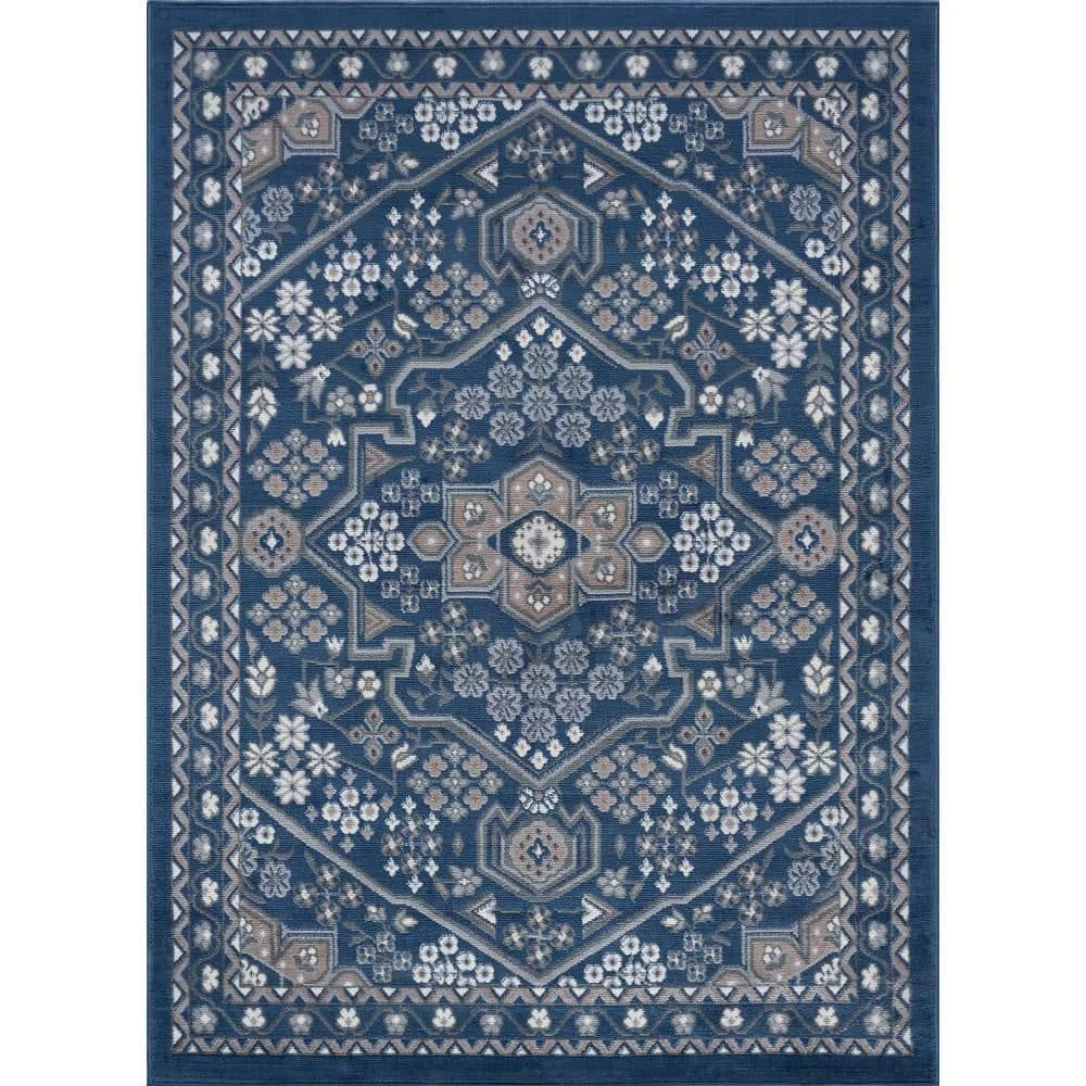 Hampton Oriental Navy 4 ft. x 6 ft. Indoor Area Rug by Tayse Rugs 3 Hampton Oriental Navy 4 ft. x 6 ft. Indoor Area Rug by Tayse Rugs