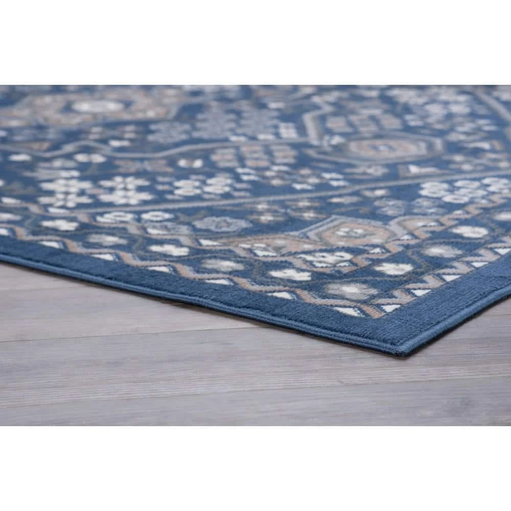Hampton Oriental Navy 4 ft. x 6 ft. Indoor Area Rug by Tayse Rugs 5 Hampton Oriental Navy 4 ft. x 6 ft. Indoor Area Rug by Tayse Rugs - Image 3