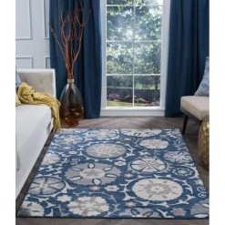 Madison Floral Navy 8 ft. x 10 ft. Indoor Area Rug by Tayse Rugs -Malibu Wide Plank Shop navy tayse rugs area rugs mdn3107 8x10 31 1000
