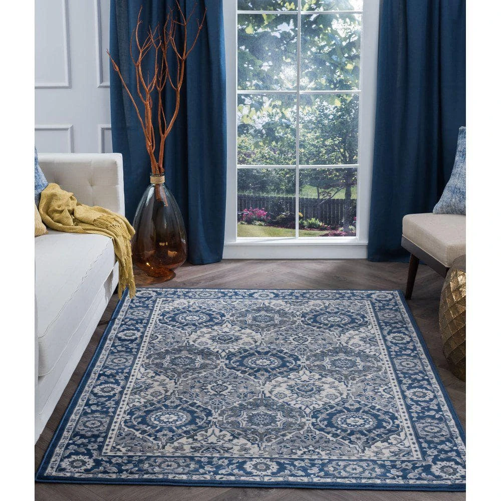 Madison Oriental Navy 8 ft. x 10 ft. Indoor Area Rug by Tayse Rugs 10 Madison Oriental Navy 8 ft. x 10 ft. Indoor Area Rug by Tayse Rugs - Image 8