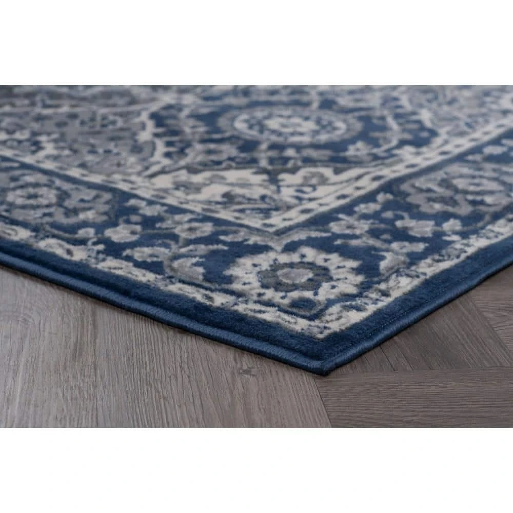 Madison Oriental Navy 8 ft. x 10 ft. Indoor Area Rug by Tayse Rugs 5 Madison Oriental Navy 8 ft. x 10 ft. Indoor Area Rug by Tayse Rugs - Image 3