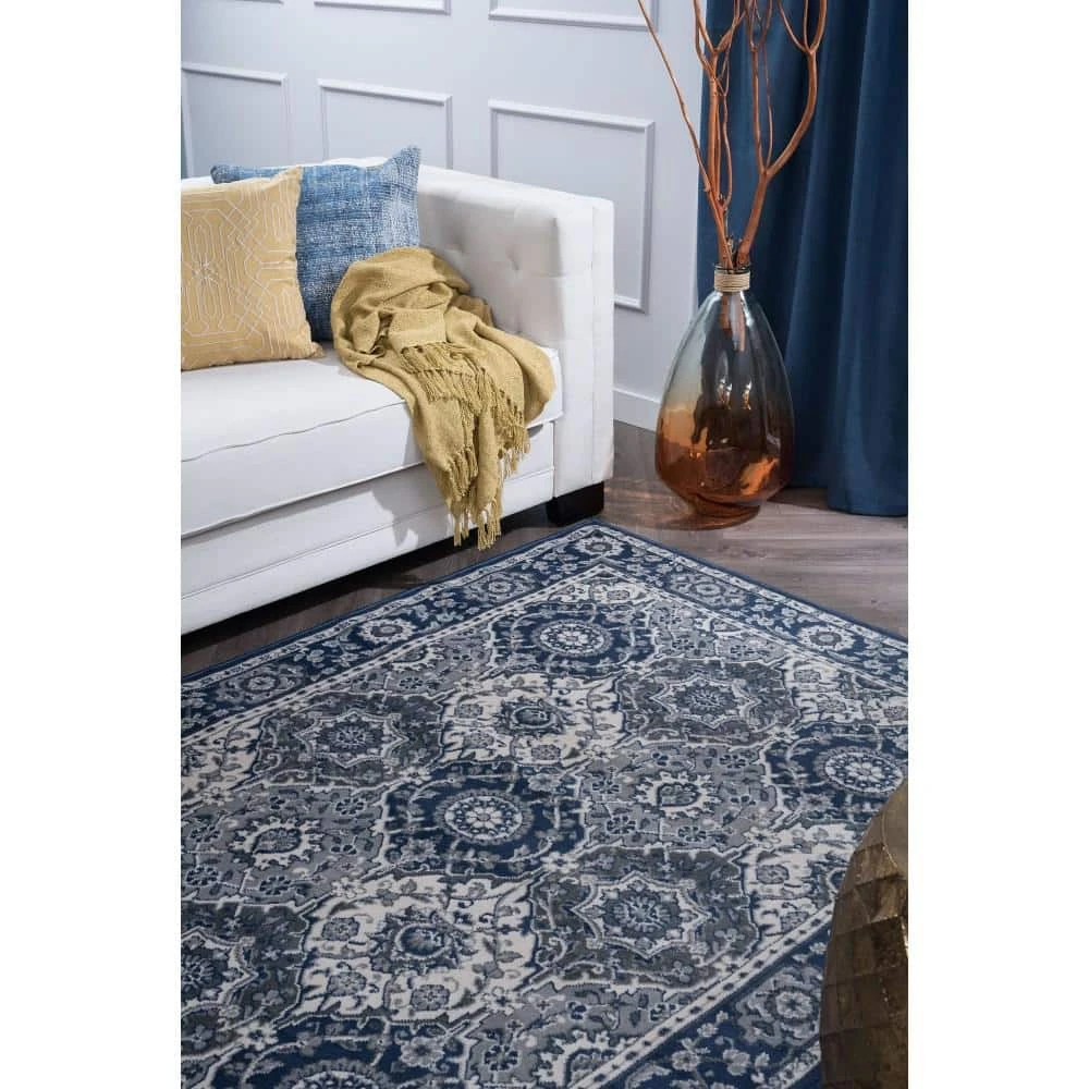 Madison Oriental Navy 8 ft. x 10 ft. Indoor Area Rug by Tayse Rugs 9 Madison Oriental Navy 8 ft. x 10 ft. Indoor Area Rug by Tayse Rugs - Image 7