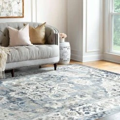 Palazzo Oriental Navy 8 ft. x 10 ft. Indoor Area Rug by Tayse Rugs -Malibu Wide Plank Shop navy tayse rugs area rugs plz2107 8x10 44 1000