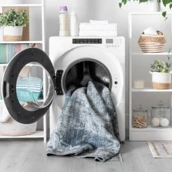 Parker Oriental Navy 5 ft. x 7 ft. Machine Washable Indoor Area Rug by Tayse Rugs -Malibu Wide Plank Shop navy tayse rugs area rugs prk1307 5x7 c3 1000