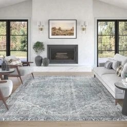 Parker Oriental Navy 5 ft. x 7 ft. Machine Washable Indoor Area Rug by Tayse Rugs -Malibu Wide Plank Shop navy tayse rugs area rugs prk1507 5x7 31 1000