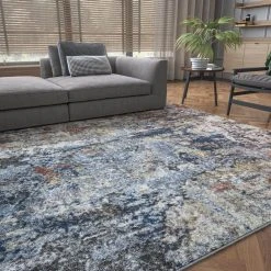 Reina Abstract Navy 8 ft. x 10 ft. Indoor Area Rug by Tayse Rugs -Malibu Wide Plank Shop navy tayse rugs area rugs rei1700 8x10 31 1000