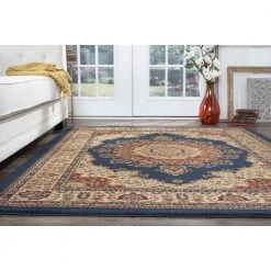 Sensation Border Navy 8 ft. x 11 ft. Indoor Area Rug by Tayse Rugs -Malibu Wide Plank Shop navy tayse rugs area rugs sns4707 8x11 44 1000