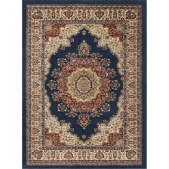 Sensation Border Navy 8 ft. x 11 ft. Indoor Area Rug by Tayse Rugs
