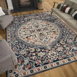Tuscany Medallion Navy 8 ft. x 10 ft. Indoor Area Rug by Tayse Rugs -Malibu Wide Plank Shop navy tayse rugs area rugs tus1107 8x10 44 1000