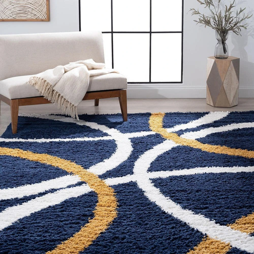 Uptown Shag Abstract Navy 9 ft. x 12 ft. Indoor Area Rug by Tayse Rugs 8 Uptown Shag Abstract Navy 9 ft. x 12 ft. Indoor Area Rug by Tayse Rugs - Image 6