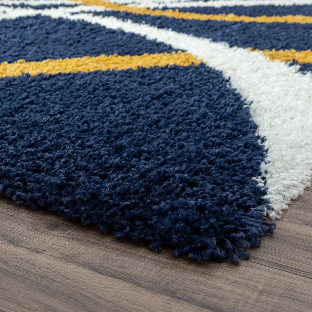 Uptown Shag Abstract Navy 9 ft. x 12 ft. Indoor Area Rug by Tayse Rugs 7 Uptown Shag Abstract Navy 9 ft. x 12 ft. Indoor Area Rug by Tayse Rugs - Image 5
